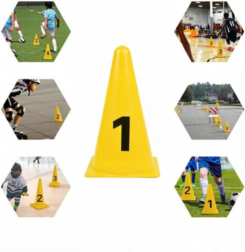 ASENVER 9 Inch 8 Pack Plastic Traffic Marker Cones with Numbers Agility Sign Cones Soccer Cones for Sport Training