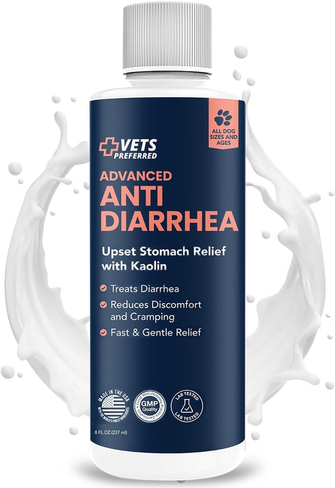 Vets Preferred Anti Diarrhea Liquid for Dogs, 8 oz. with Kaolin - Relief for Diarrhea & Gas