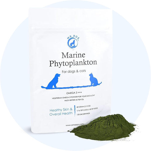 Mr. Ros Marine Phytoplankton: Supercharge Your Dog's Health (3.5 oz / 100 g), Essential Nutrients for Shiny Coat,