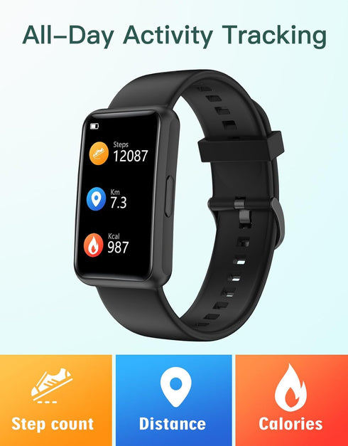 HUAKUA Fitness Tracker, No Bluetooth or APP Needed, IP68 Waterproof Fitness Watch for Men Women Parents