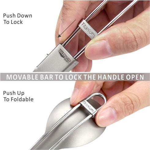 GADIEMKENSD Ultralight Outdoor Titanium Folding Spoon, Healthy Camping Scoop, 18g