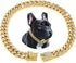 Gold Chain Dog Collar with Diamond, 13mm Wide Metal Puppy Cuban Necklace for Small Medium Large Pets 16 Inch