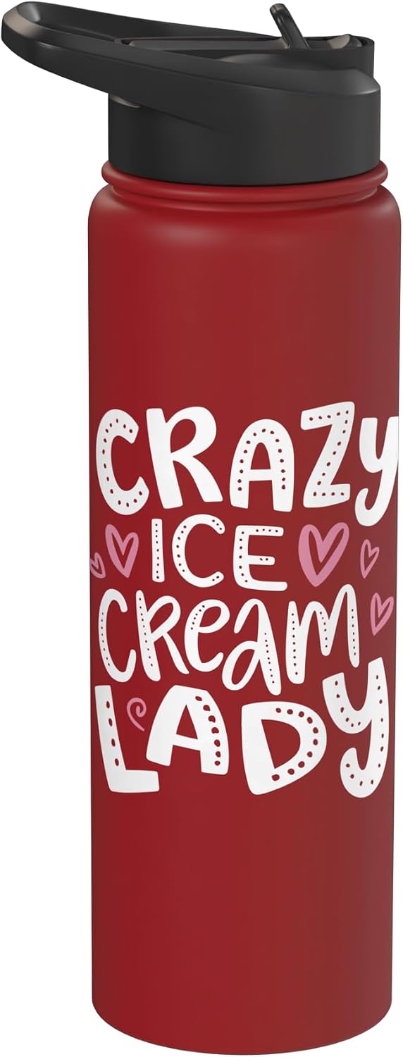 Ice Cream Dairy Yogurt Frozen Dessert Gelato Milk Crazy Ice Cream Lady Sorbet Yogurt Stainless Steel Insulated Water Bottle