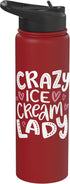 Ice Cream Dairy Yogurt Frozen Dessert Gelato Milk Crazy Ice Cream Lady Sorbet Yogurt Stainless Steel Insulated Water Bottle
