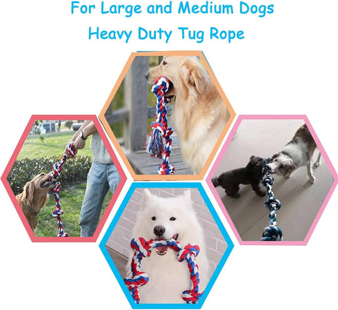 2 Pack 3.6 Feet Large Dog Chew Rope Heavy Duty Toys for Interactive Tug of War Play (Blue&Red)
