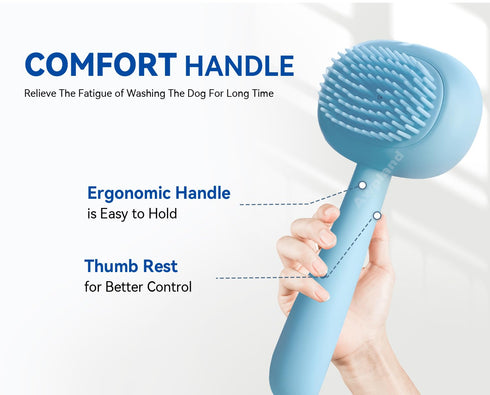 Dog & Cat Brush, Soft Shampoo Dispenser Brush for Bathing, Deep Cleaning Grooming Supplies for Short & Long Hair Pets