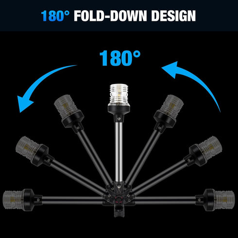 12 Inch IP67, 3 (12~24V) Stern Light Bimini Top Anchor Light, LED Pontoon Navigation Lights Waterproof NM Visibility