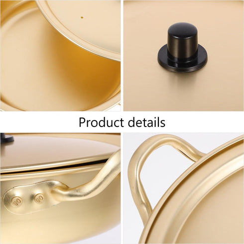 9.44X9.44X2.75In Luxshiny Korean Ramen Pot Lightweight Aluminum Noodle Cooker with Lid Double Handles Fast Heating