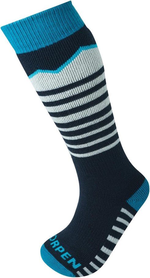 Kid's T1 Merino Ski Eco Sock, Eco-Friendly, Ultra Thick, Fully Cushioned, 2 Pack, Blue, Size Small