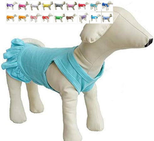 Pet Clothes Small Dog Clothing Blank Color Sport Dress, T-Shirts for Small Female Dogs, 100% Cotton (L, Turquoise)