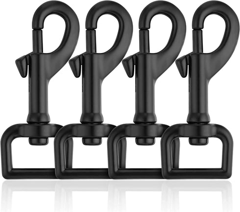 Swivel Eye Bolt Snap Hooks, Black Heavy Duty Dog Leash Clips, Dog Leash Clasp Trigger Snaps 3/4" 4pcs