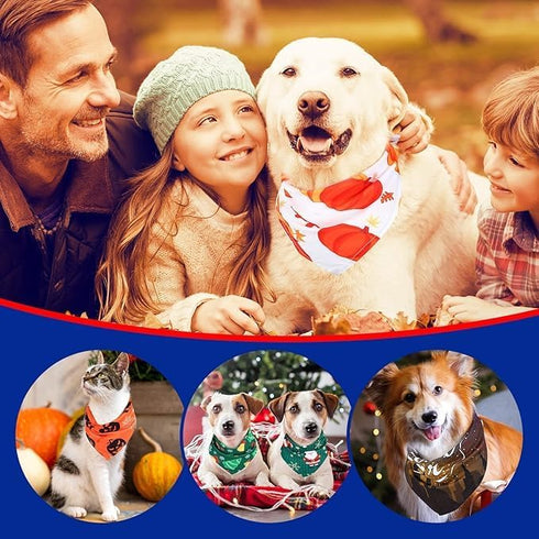 Generic 100 Pieces Holiday Dog Bandanas Halloween Thanksgiving Christmas New Year Bandanas for Dogs Autumn Fall Dog