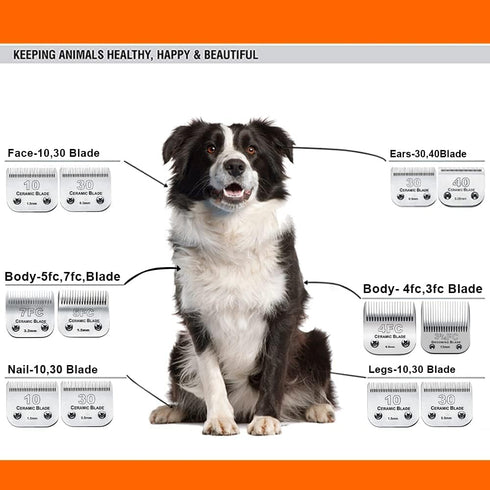 #40 Blades Dog Grooming Clipper Replacement Blades - Compatible with Andis/Wahl/Oster, Detachable Ceramic & Stainless