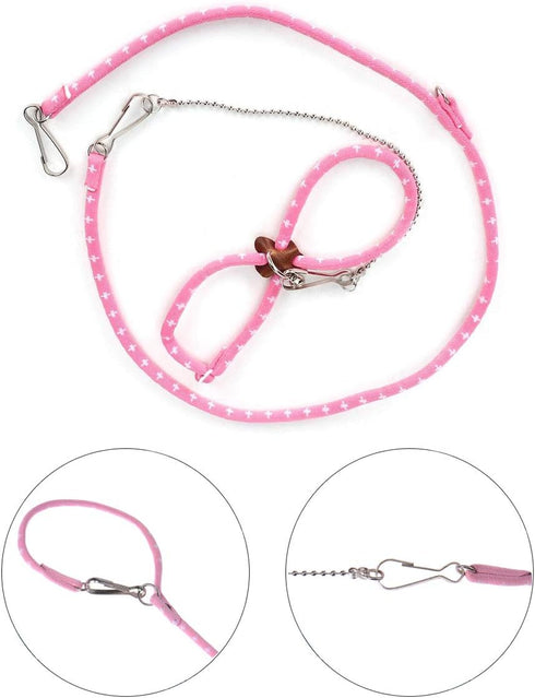 Adjustable Leash Harness with Bell for Rat, Mouse, Squirrel, Guinea Pig Walking Training (Pink)