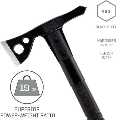 SOG FastHawk Polished Tomahawk - Tactical Axe with Sheath for Throwing, Camping, Hunting