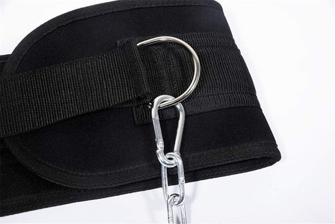 HemeraPhit Weighted Dip Belt with Chain, Pull-up Belt, Double D-ring Weightlifting Back Support Strap for Home Gym