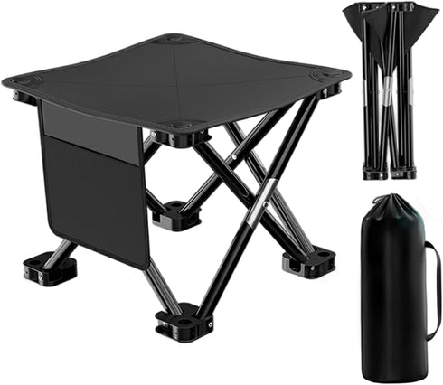 Cndiyald Portable Folding Chair with Side Pocket, Strong Steel Frame Oxford Fabric Stool for Outdoor Travel Fishing