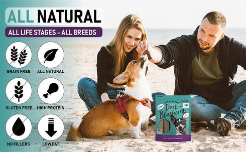 Premium Duck and Blueberry Dog Jerky Treats, 12 oz, 100% Human Grade