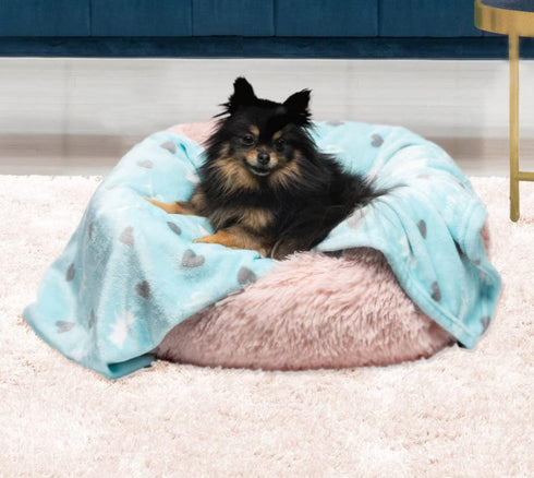 Juicy Couture Turquoise Blue Dog Blanket - Plush Throw, Lightweight, Machine Washable, for Small Medium & Large Pets
