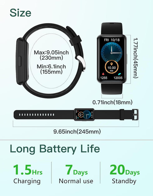 HUAKUA Fitness Tracker, No Bluetooth or APP Needed, IP68 Waterproof Fitness Watch for Men Women Parents