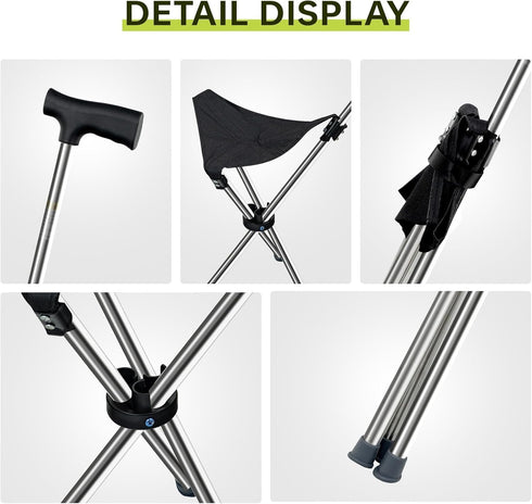 Generic Lightweight Travel Stools for Adults. Cane with seat,Walking Stick,Foldable Chair,Hiking