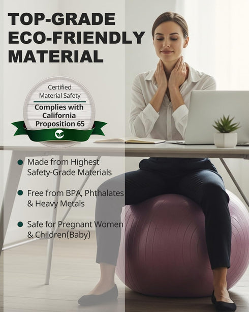 Trideer Exercise Ball Yoga Ball,Office Seating & Balance Ball Chair, Stability Ball for Pilates, Physical Therapy,Core