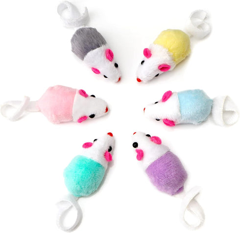 CHIWAVA 36 Pack 1.8 Inch Small Interactive Cat Toys - Mice with Catnip Rattle Sound for Indoor Cats