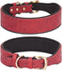 Leather Dog Collar for Large, Medium & Small Dogs, PU Leather Embossed Print Collar (M, Red)