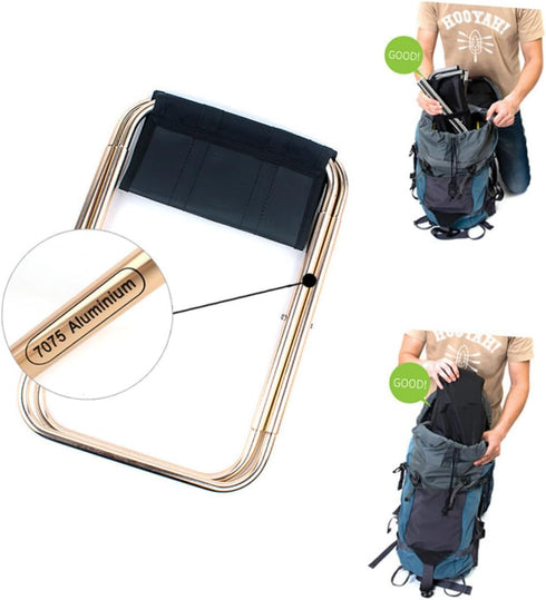Happyyami Portable Lightweight Outdoor Folding Chair Black Oxford Fabric Breathable Camping Fishing Hiking Picnic Seat