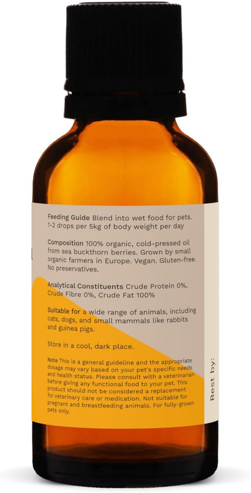 Boosie Organic Sea Buckthorn Oil for Dogs and Cats 1 fl oz - Supports Eye Health, Promotes Healthy Coat and Skin