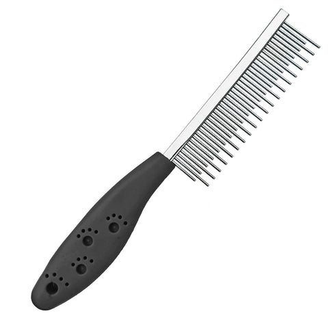 Dog or Cat Comb Grooming, Short and Long Teeth Dematting Tangles Remover Combs, Stainless Steel Pin (Black)