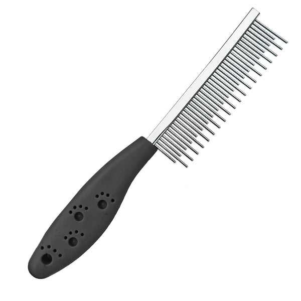 Dog or Cat Comb Grooming, Short and Long Teeth Dematting Tangles Remover Combs, Stainless Steel Pin (Black)