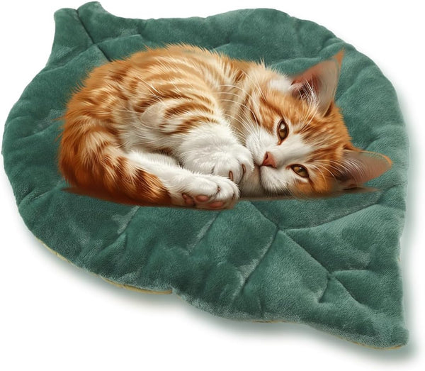 Cat Mat Self Warming Cat Bed 26"x20" Leaf Shaped Cotton Soft Warm