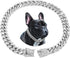 Chain Dog Collar with Diamond, 13mm Wide Metal Puppy Cuban Necklace, Cute Fashion Jewelry for Small Medium Large Pets