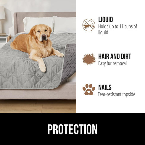 Gorilla Grip 100% Waterproof Dog Blanket, Tear Resistant Washable Couch Protector Cover for Small Dogs, 40x50 Light Gray
