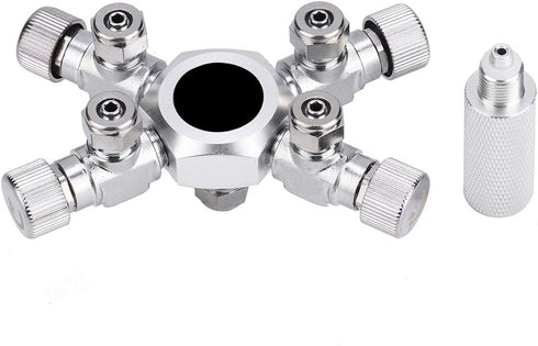 TOPINCN Fish CO2 Splitter Regulator, Aluminum Alloy with 6 Way Outlets for Aquarium
