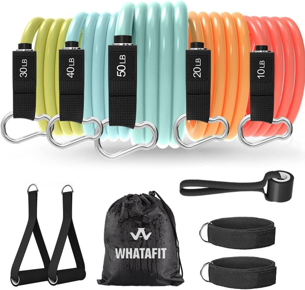 WHATAFIT Exercise Bands Resistance Bands for Working Out, Work Out Bands with Handles for Men and Women Fitness