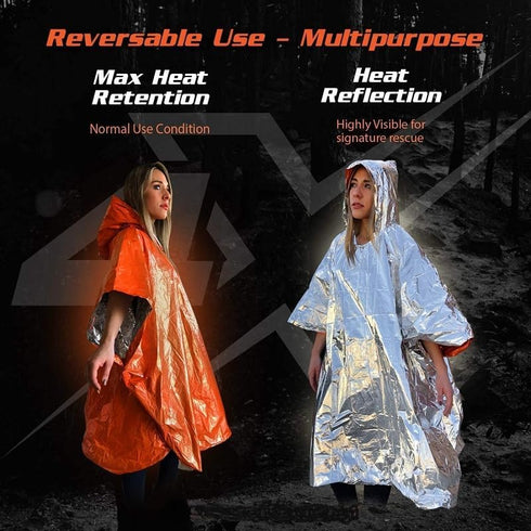 GALAXYLENSE Galaxy Thermal Mylar Emergency Ponchos, Reversible Survival Gear, 3 Packs