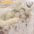 Calming Round Dog Beds & Cat Cave Bed, Plush Fluffy Anti-Anxiety Bed with Hooded Cover, Washable (Coffee, 20x20inch)