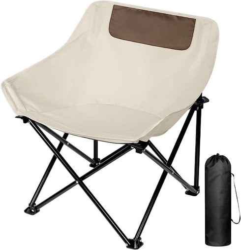 Herb Life Ultralight Folding Camping Chair, 450 lbs Capacity, Off-white, Solid, Adult, Outdoor, Beach,