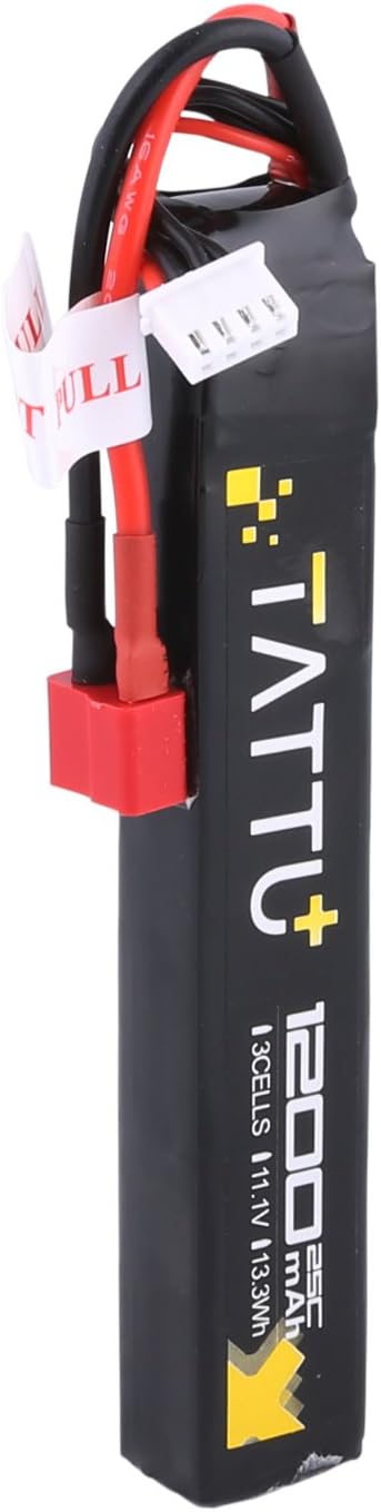 Tattu 11.1V LiPo Airsoft Stick Battery - 3S 1200mAh 25C Battery Pack with T Connector