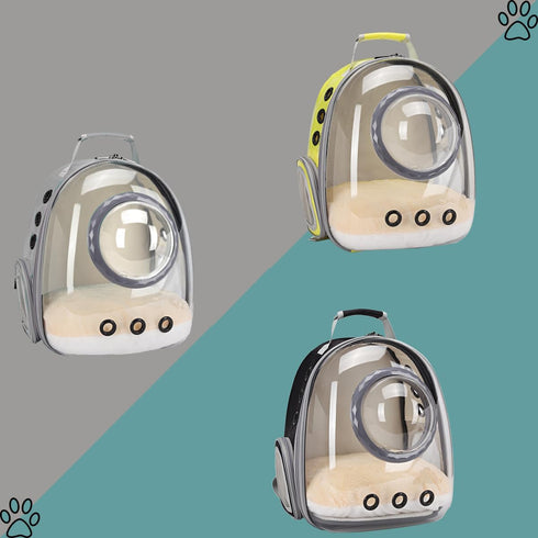 Transparent Bubble Cat Carrier Backpack for Small Puppy and Bunny, Grey, Pet Carrier Backpack