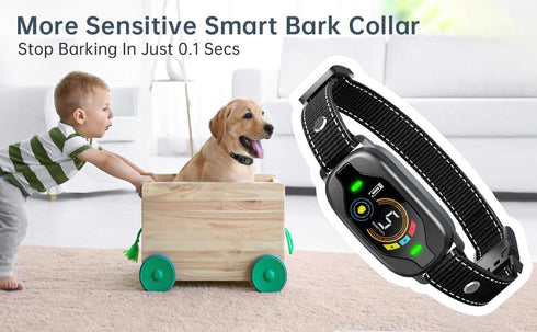 Smart Dog Bark Collar for Training, 5 Adjustable Sensitivity Beep Vibration Shock for Large Medium Small Dogs