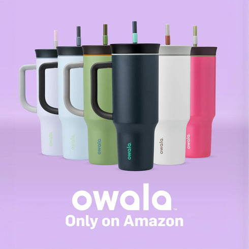 Owala Stainless Steel Triple Layer Insulated Travel Tumbler, 40 oz with Spill Resistant Lid, Light Purple