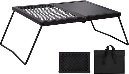 REDCAMP Heavy Duty Folding Campfire Grill, Portable Cooking Racks and Griddle for Versatile Outdoor Campfire Cooking