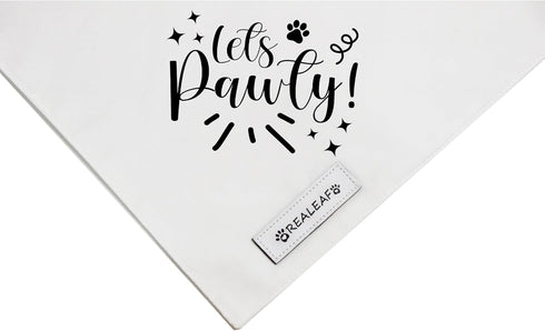 Realeaf Lets Pawty Dog Bandana,Wedding Birthday Party Outfit for Boy and Girl, Premium Durable Fabric, Engagement