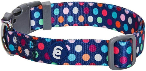 Blueberry Pet Essentials Rainbow Polka Dots Adjustable Dog Collar, Small, Neck Size 12"-16"