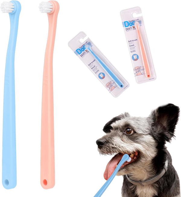 salbsever 2 Pack Dog and Cat Toothbrush Kit - Mini Head Soft Brush