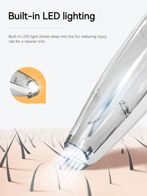 LYNNYUEN Trimmer, Trimmer Trimmers 2-Speed Dog Paw Low Noise Dog Paw Hair with LED Light & Vacuum Suction, Precision