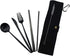 Gugrida Luxury Black Matte Portable Stainless Steel Travel Flatware Set of 7, Eco-Friendly with Carrying Case
